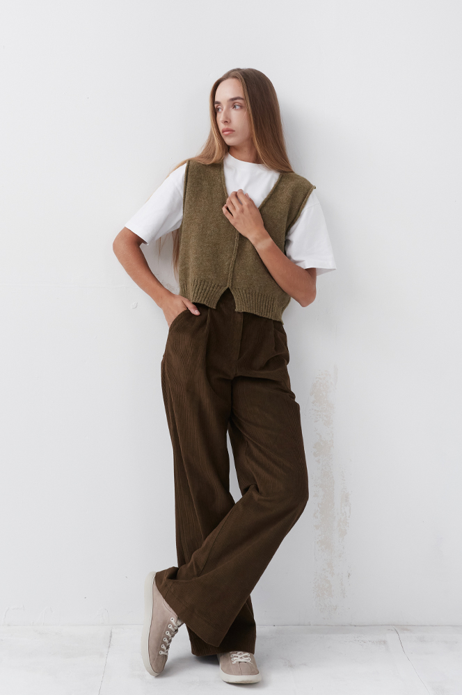 Камізелька вовна оливка меланж (КА 96)